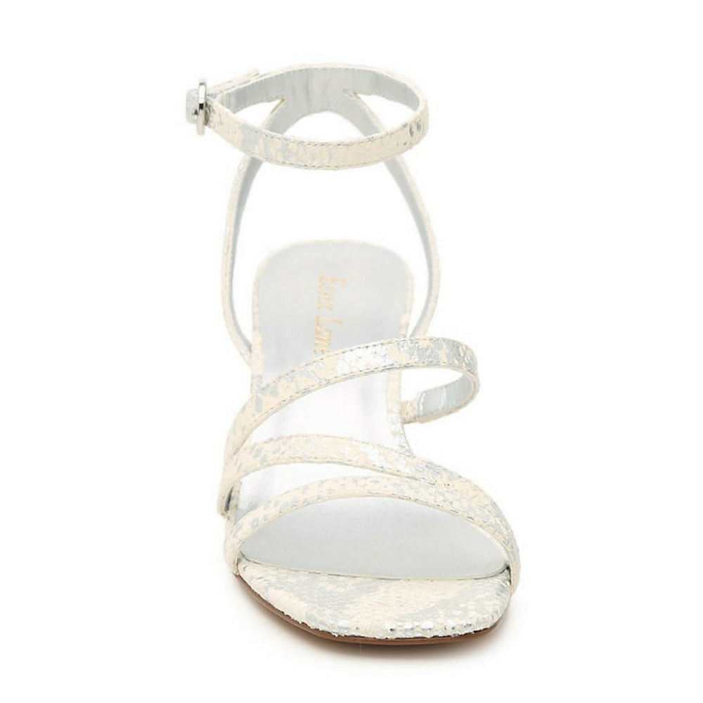 NEW Essex Lane Silver Snake Print Leather Sandal